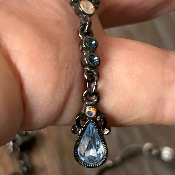 1928 brand necklaces blue & Purple Crystals gunmetal hardware - Picture 4 of 17